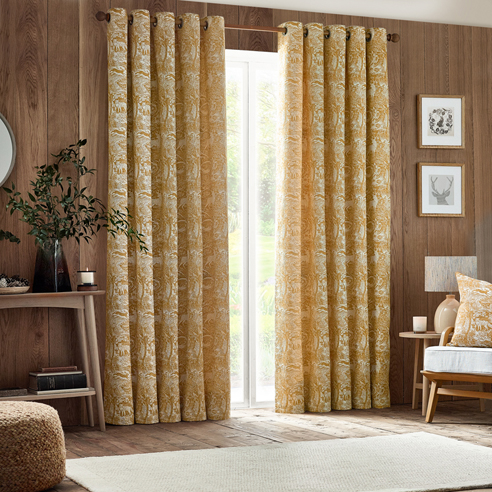 Winter Woods Eyelet, Ochre - Ready Made Curtains - Image 3